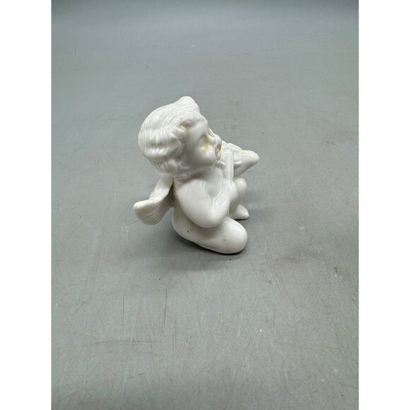 Vintage Ceramic Cherub Angel Figurines Set Of 2 White Musician Angels READ - Picture 14 of 14